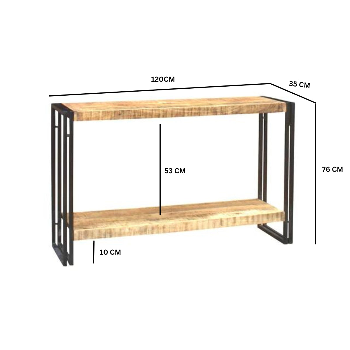 Millstone Console Table – Reclaimed Wood & Metal