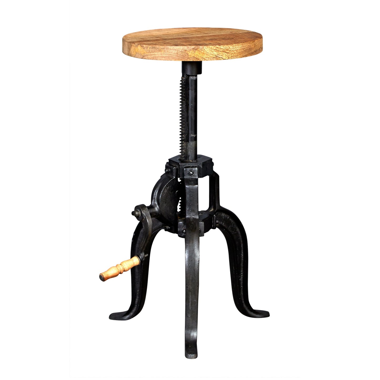 Millstone Small Crank Table – Reclaimed Wood & Metal