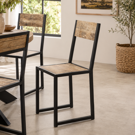 Millstone Dining Chair – Reclaimed Wood & Metal - Sold in Pairs