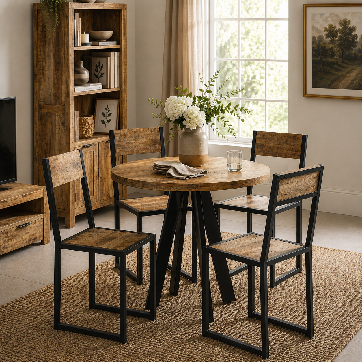 Millstone Dining Chair – Reclaimed Wood & Metal - Sold in Pairs