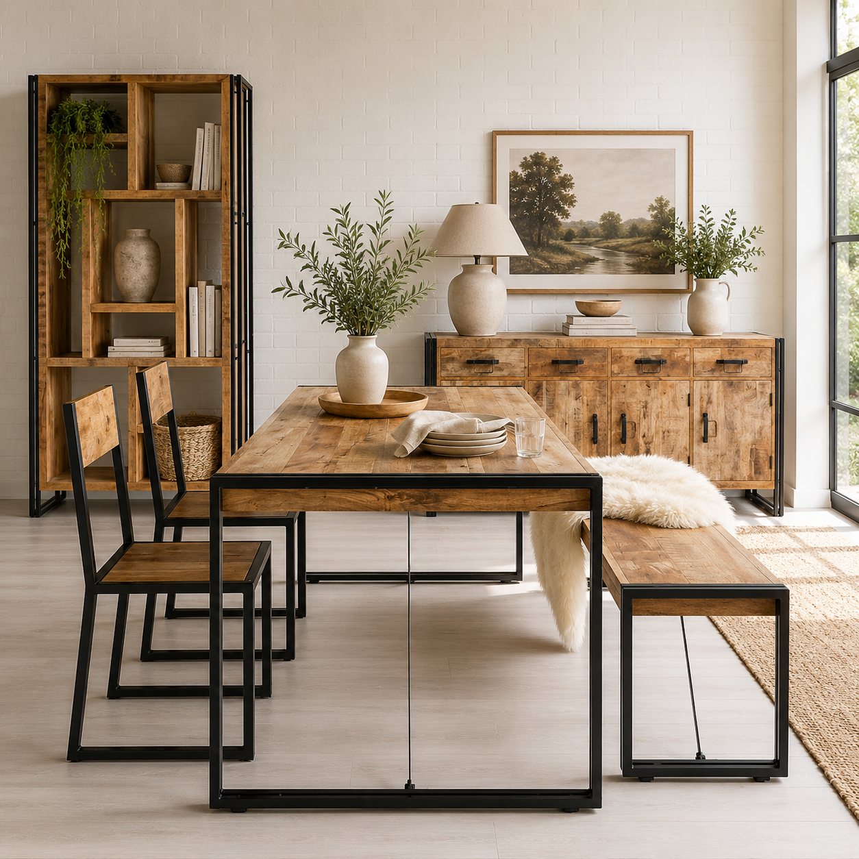 Millstone Dining Chair – Reclaimed Wood & Metal - Sold in Pairs