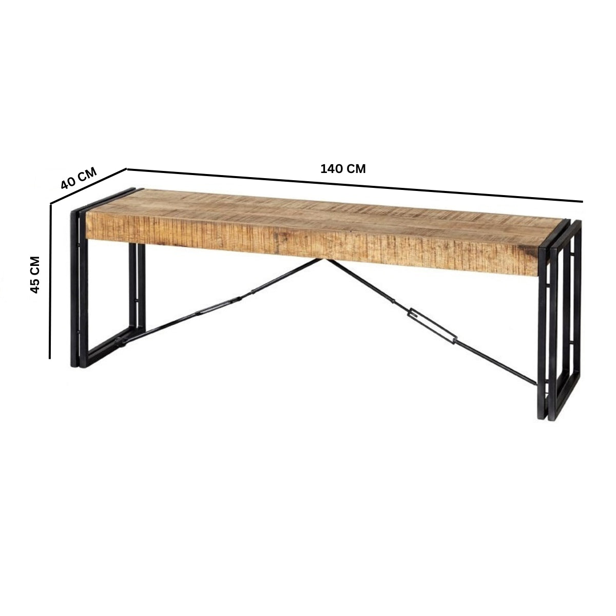 Millstone Metal & Wood Bench – Reclaimed Wood & Metal