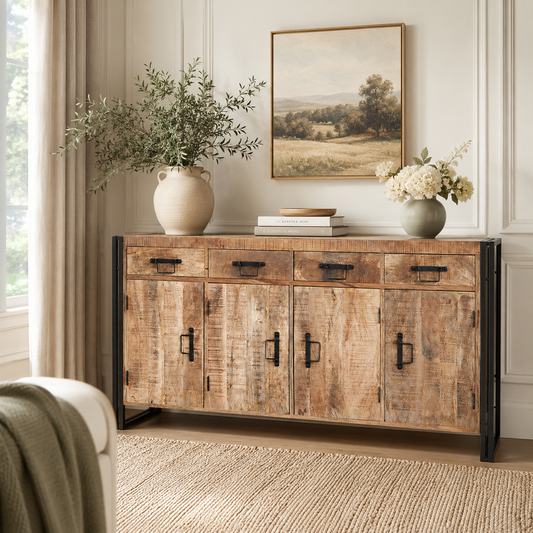 Millstone Extra Large Sideboard – Reclaimed Wood & Metal