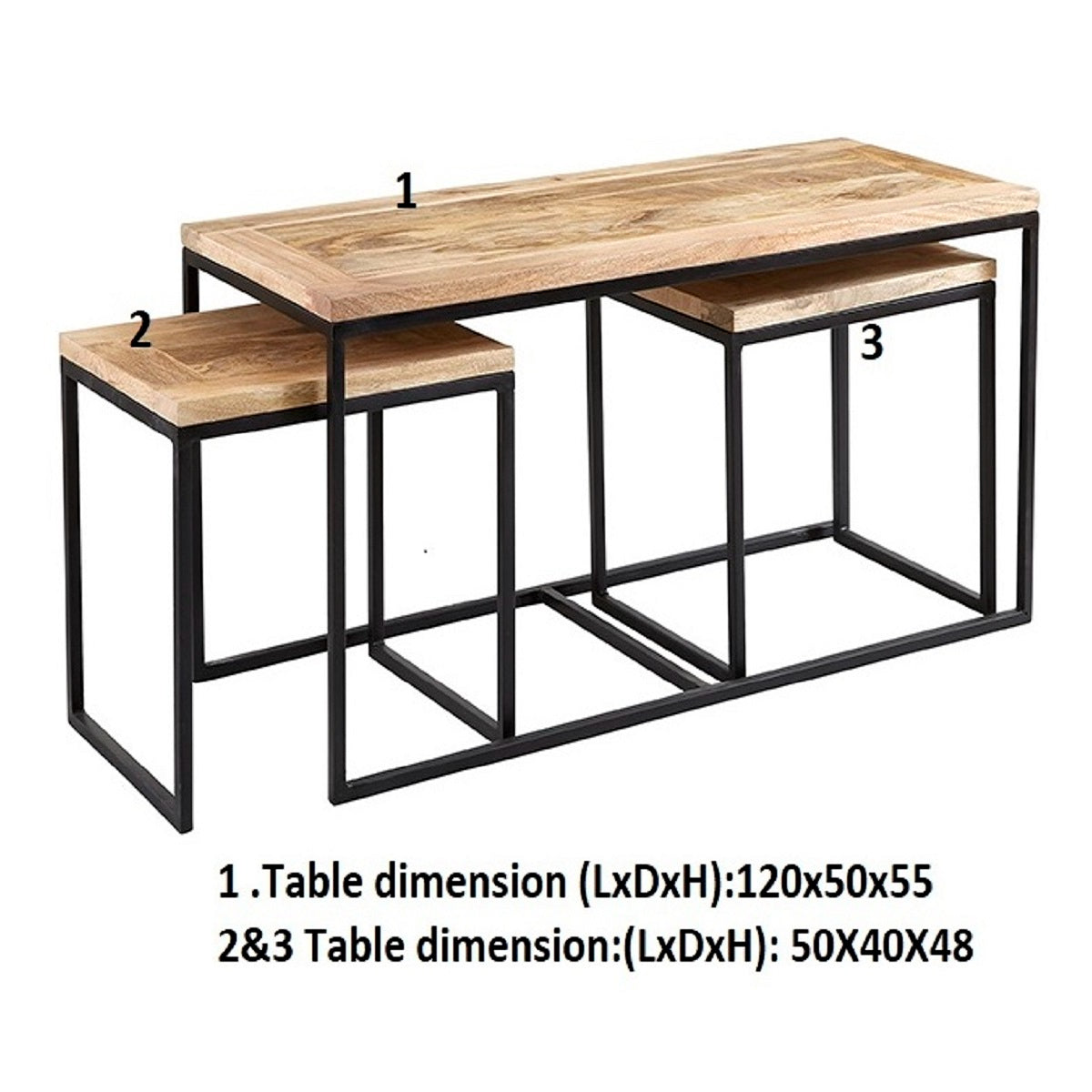 Millstone Coffee Table Set – Reclaimed Wood & Metal