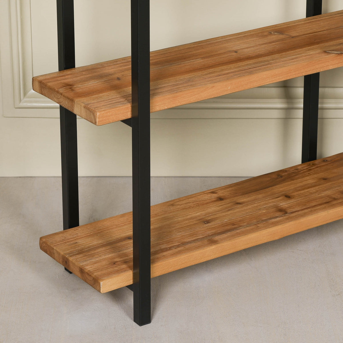 Harrow 3-Tier Open Bookcase – Rustic Pine & Metal
