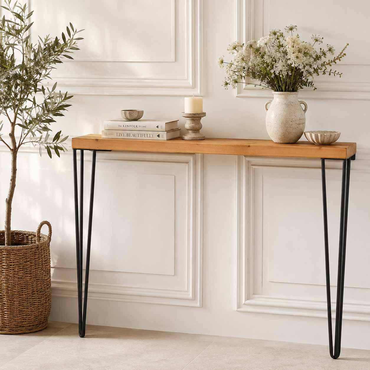 Harrow Hairpin Console Table – Rustic Pine