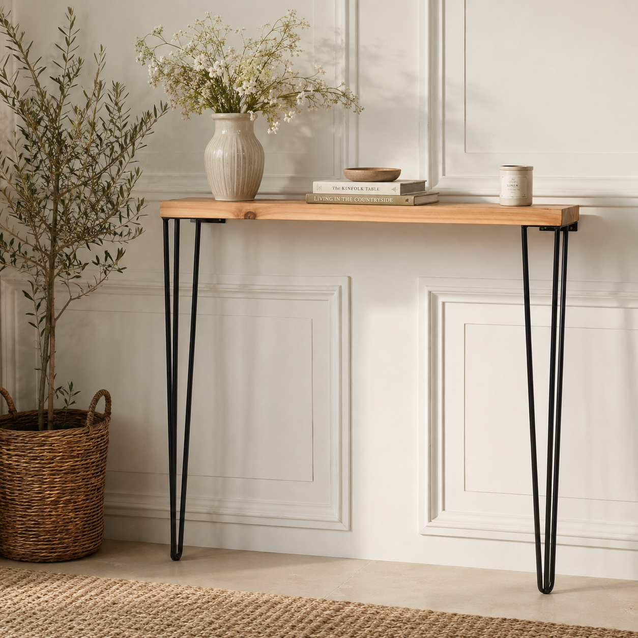 Harrow Hairpin Console Table – Rustic Pine