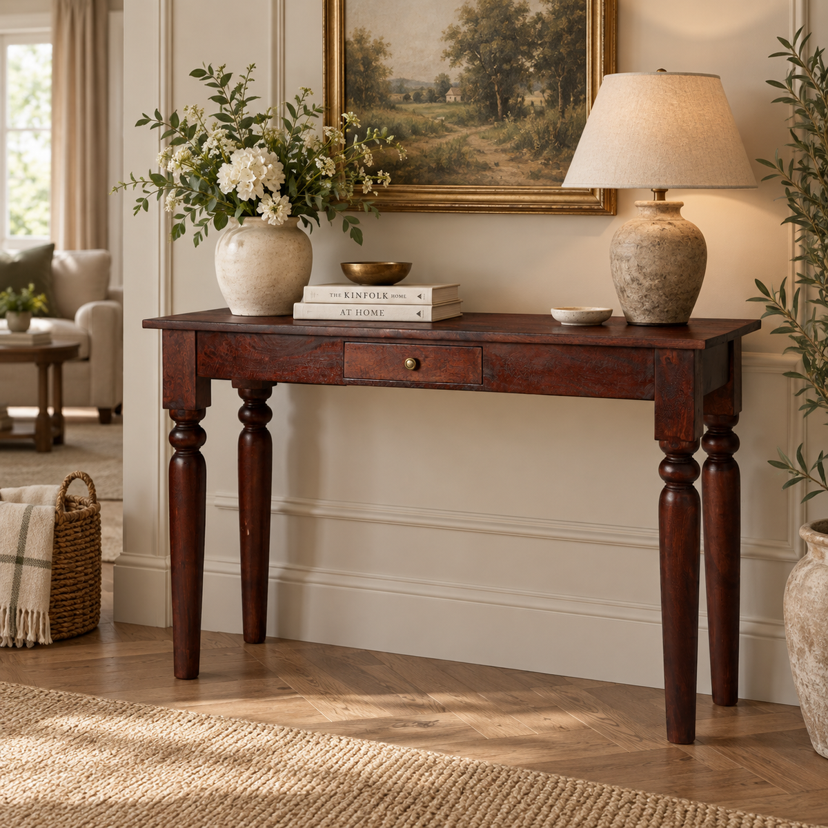 Hunar Dark Mango Console Table – Solid Mango Wood