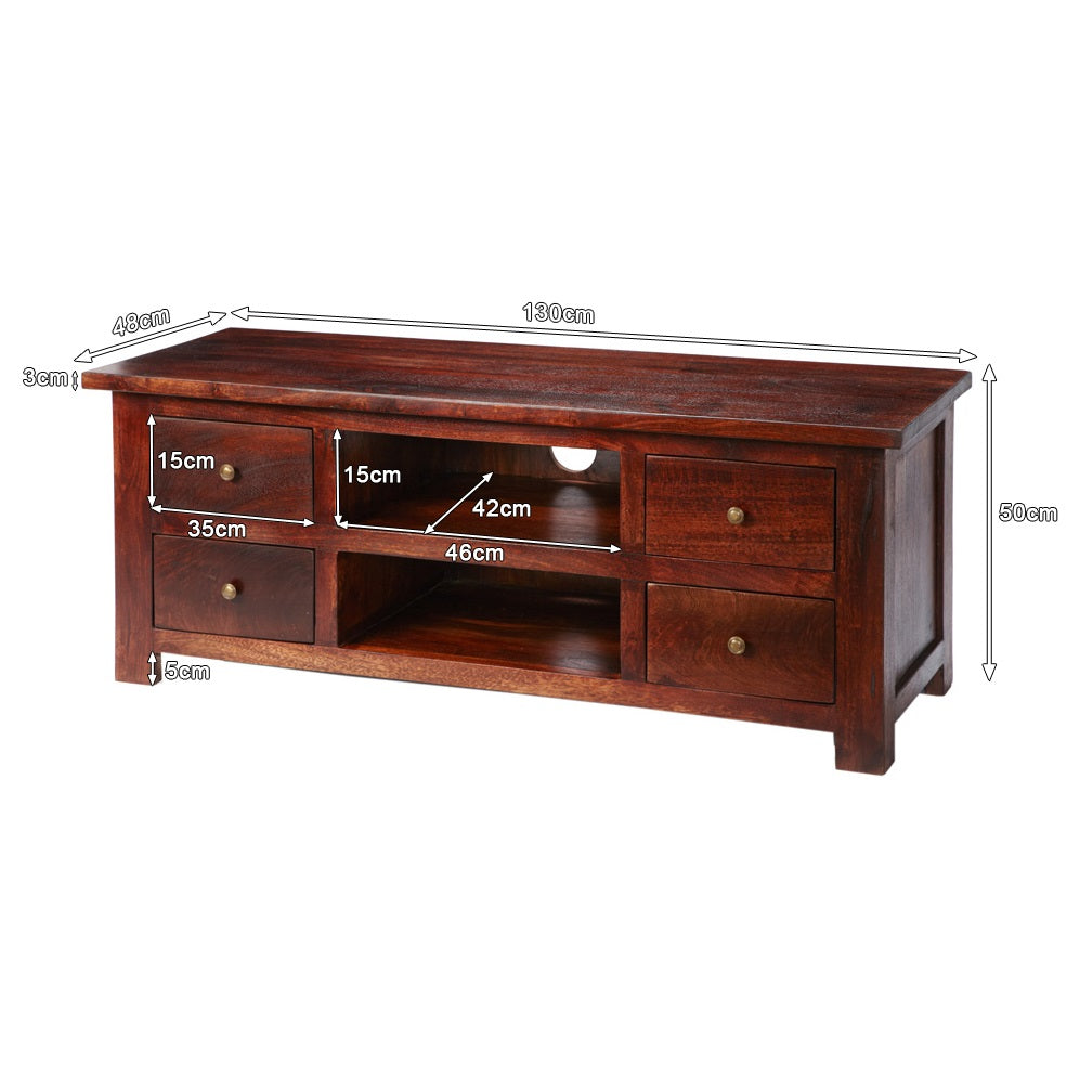Hunar Dark Mango TV Cabinet – Solid Mango Wood