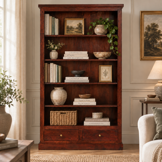 Hunar Dark Mango Large Bookcase – Solid Mango Wood