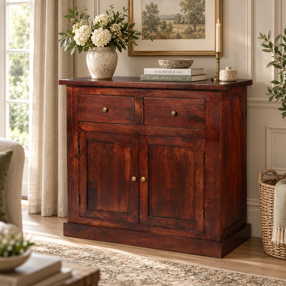 Hunar Dark Mango 2 Door Sideboard – Solid Mango Wood
