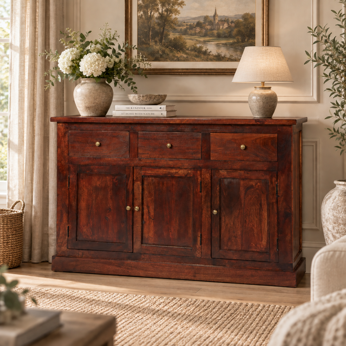 Hunar Dark Mango Large Sideboard – Solid Mango Wood