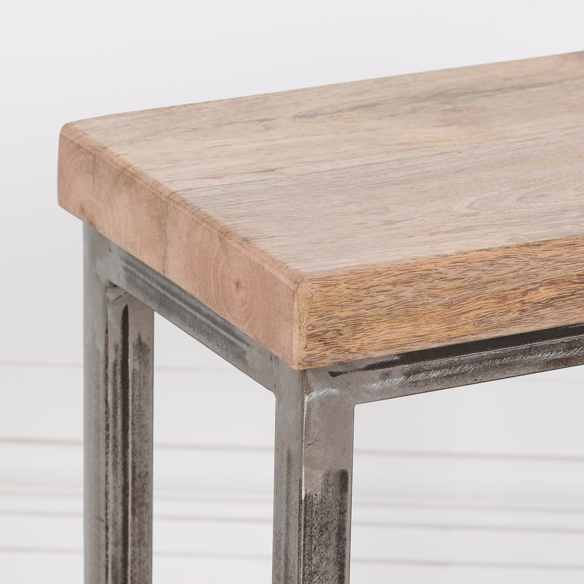 Iron & Mango Wood Log Store Side Table