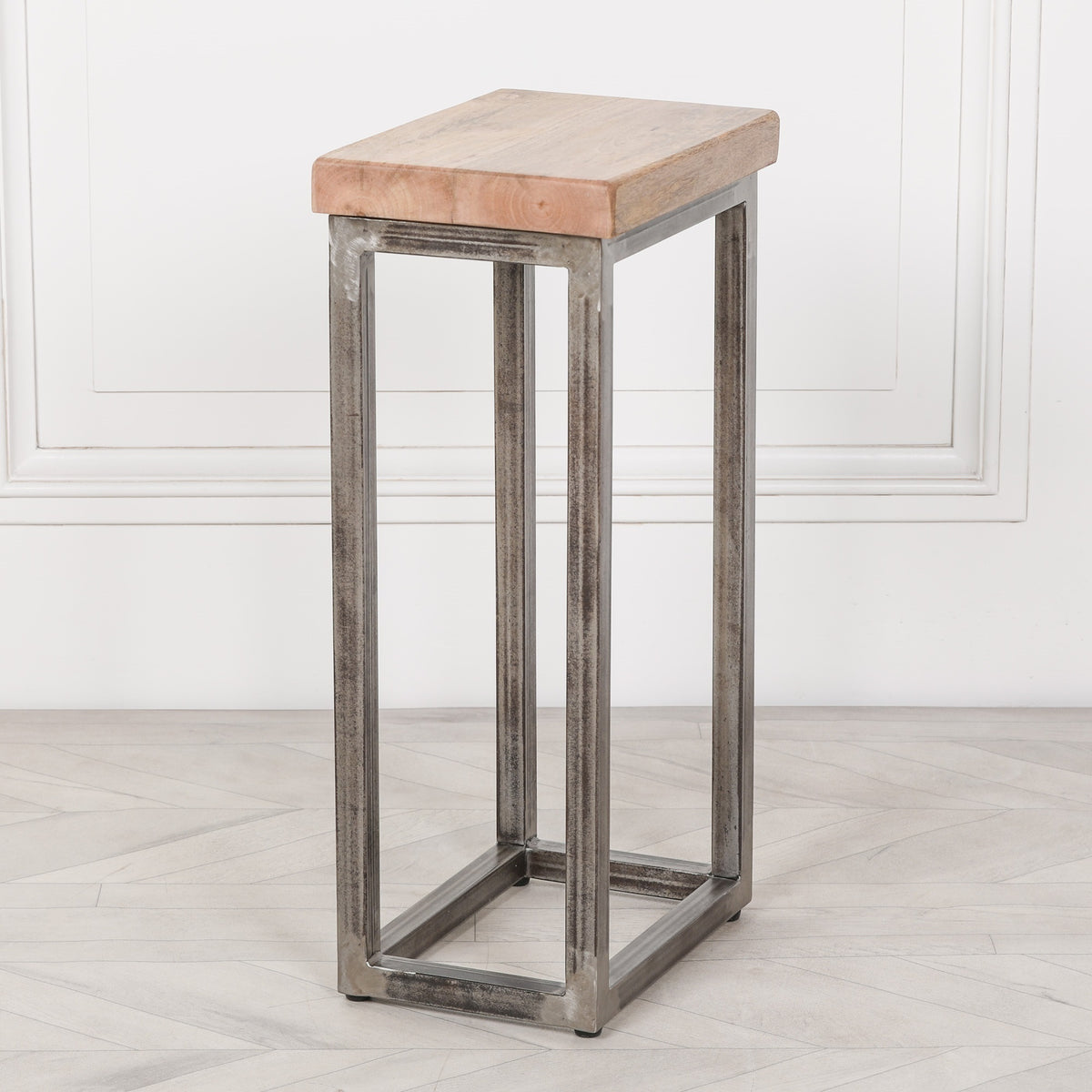 Iron & Mango Wood Log Store Side Table