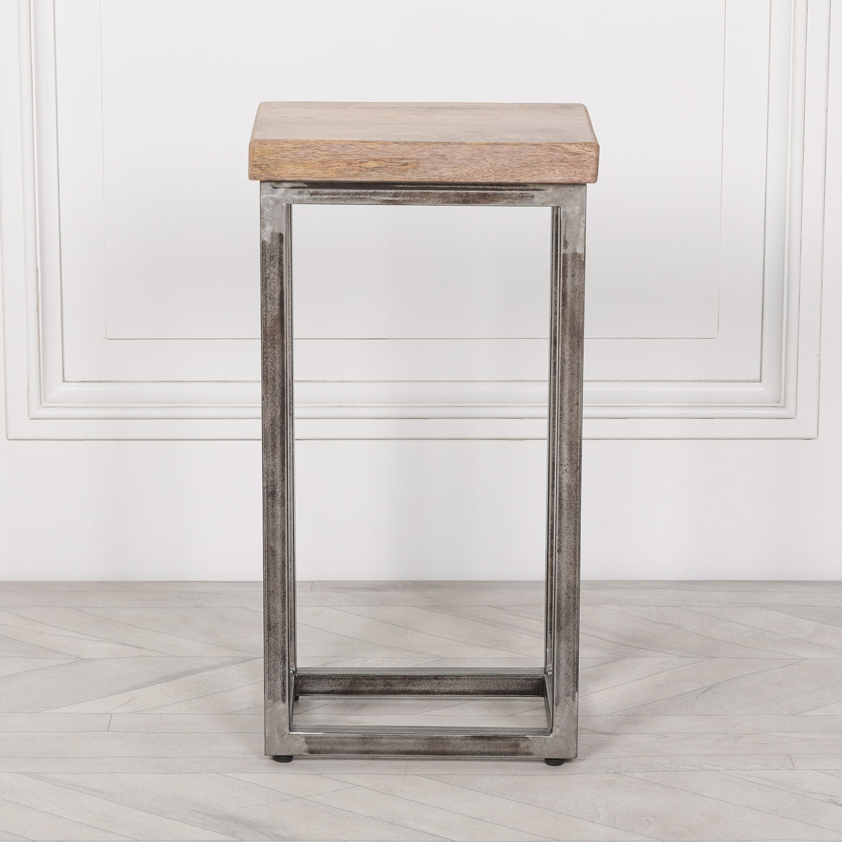 Iron & Mango Wood Log Store Side Table