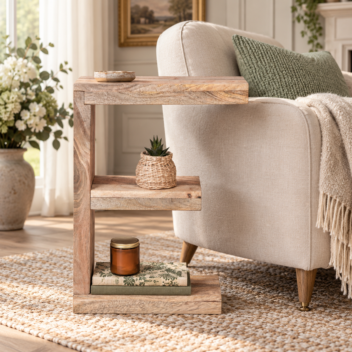 Keswick Mango Wood E-Shaped Side Table