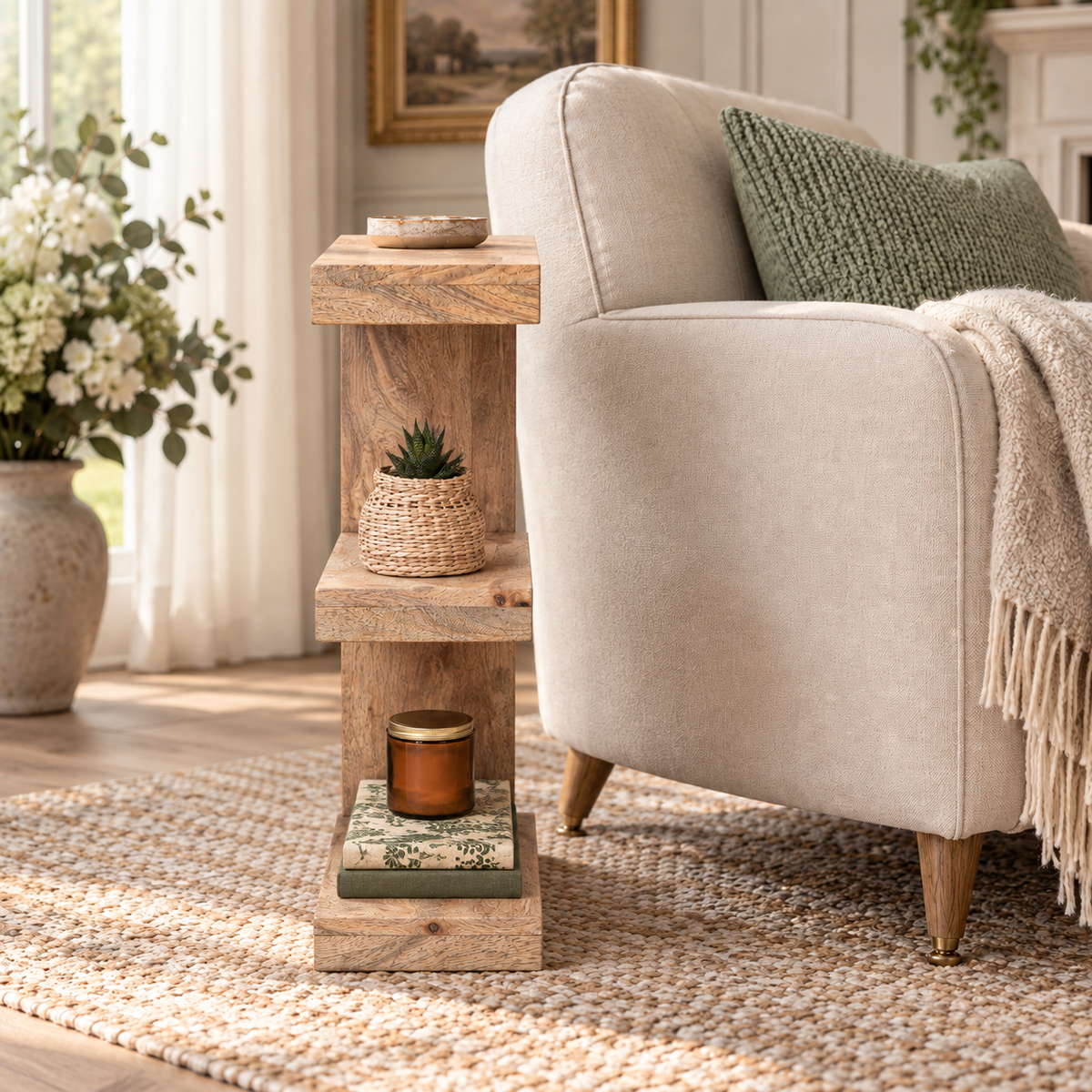 Keswick Mango Wood E-Shaped Side Table
