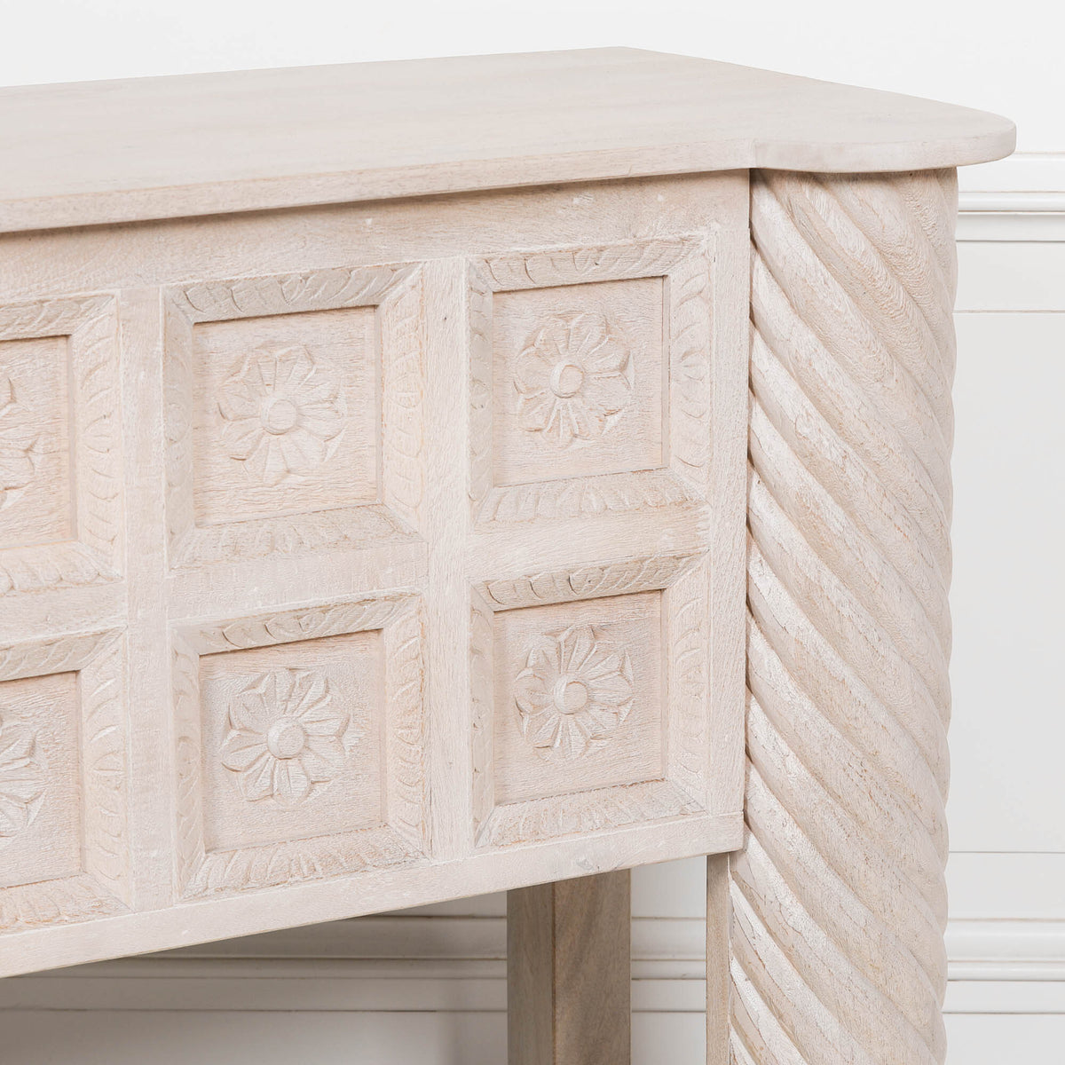 Blanche Carved Mango Wood Home Office Desk