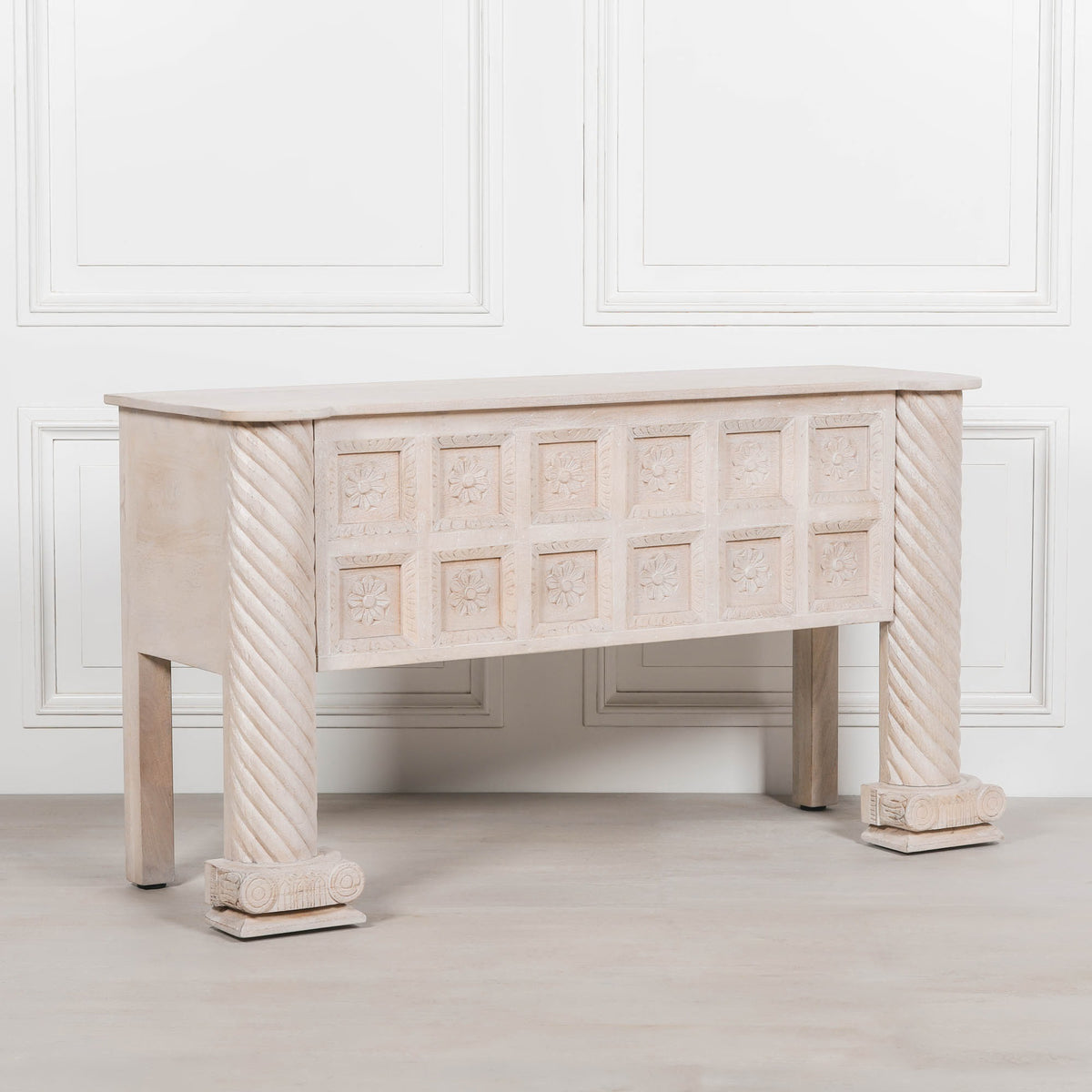 Blanche Carved Mango Wood Home Office Desk