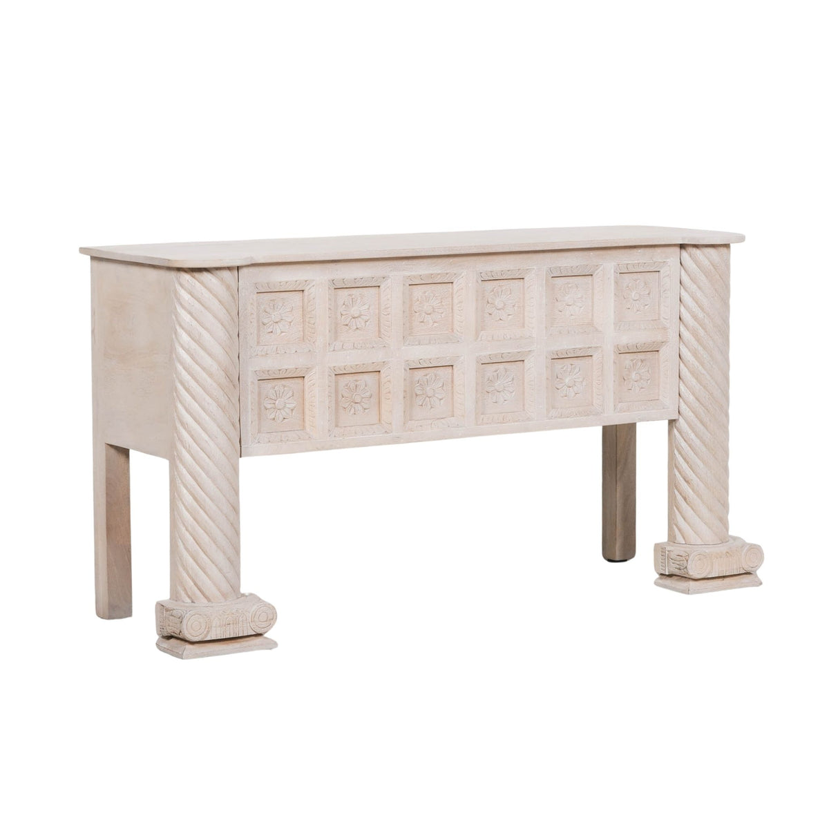 Blanche Carved Mango Wood Home Office Desk