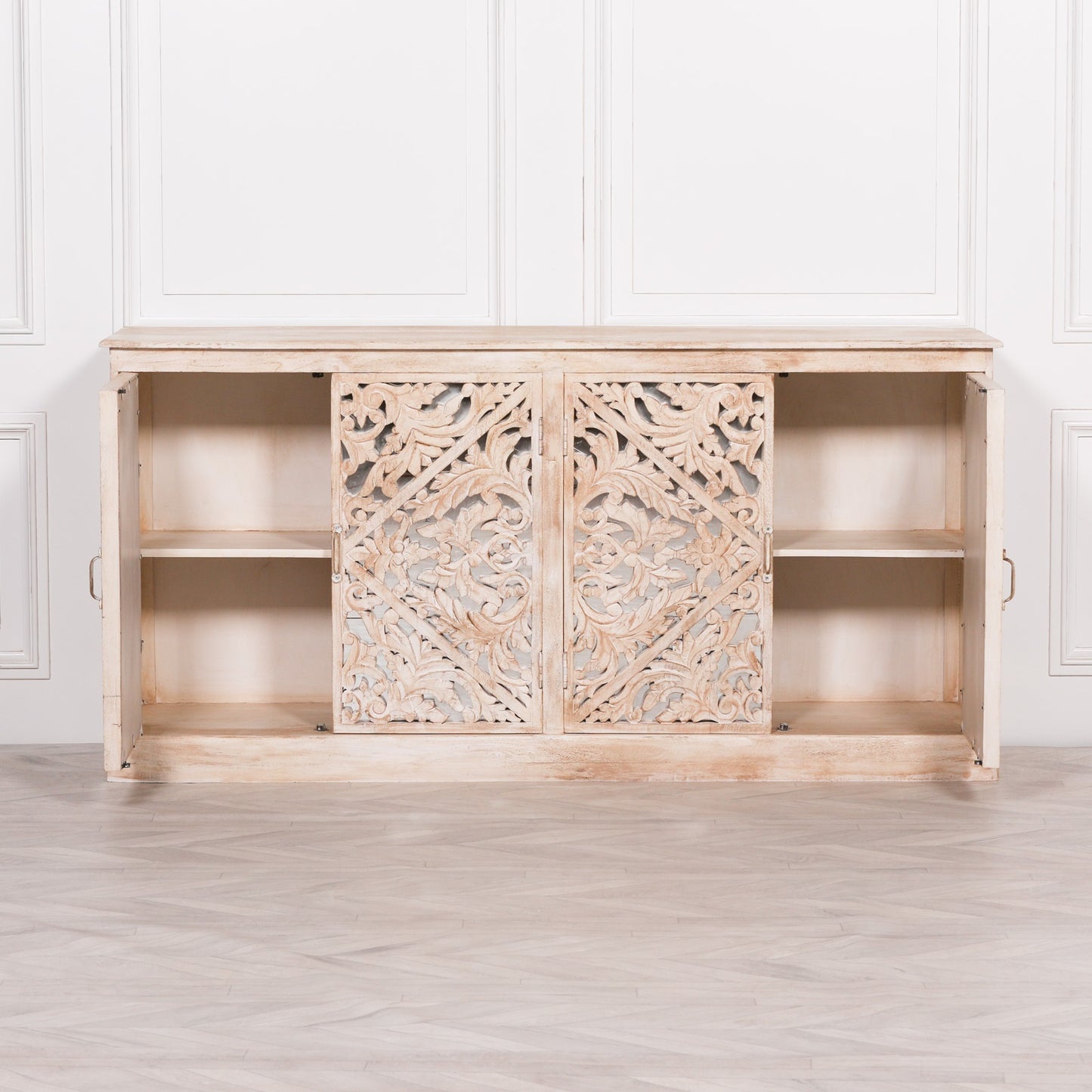 Manor Ornate Mirrored Sideboard – Natural Mango Wood