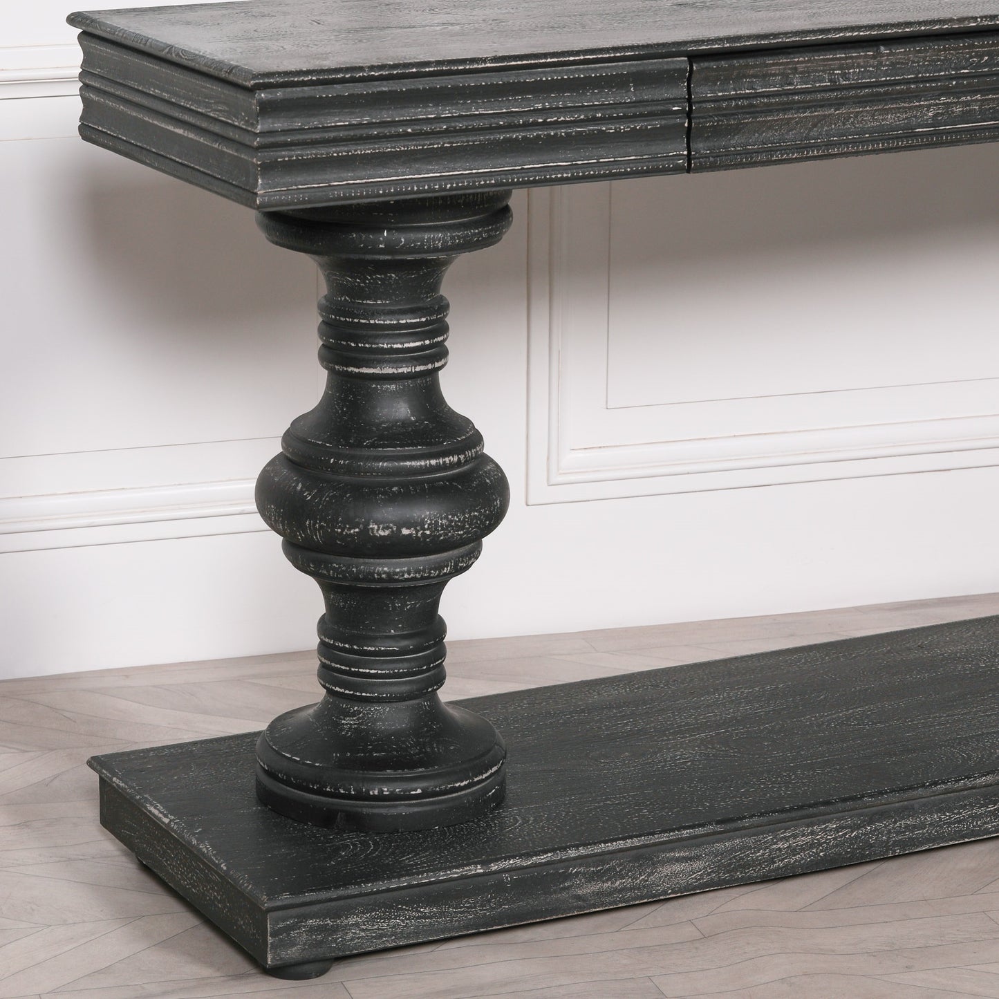 Black Manor Console Table – Distressed Mango Wood