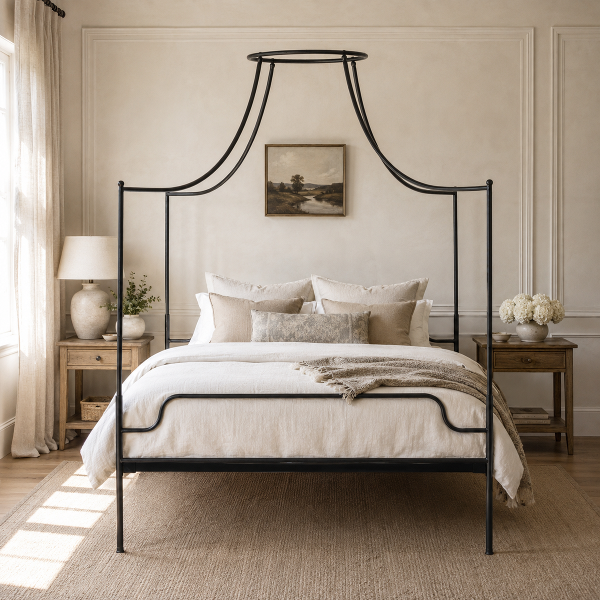 Aldwick Iron Four-Poster King Bed – Black