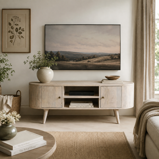 Bramley TV Cabinet – Bleached Mango Wood