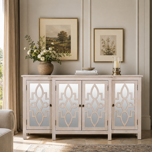 Belgrave Mirrored Breakfront Sideboard – Rustic Mango Wood