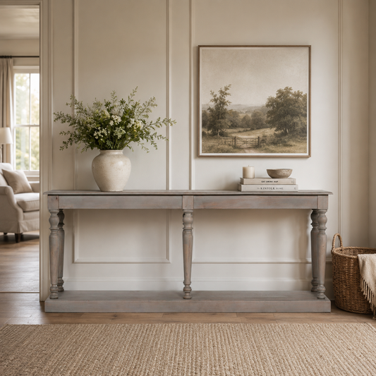 Manor Column Console Table – Rustic Mango Wood