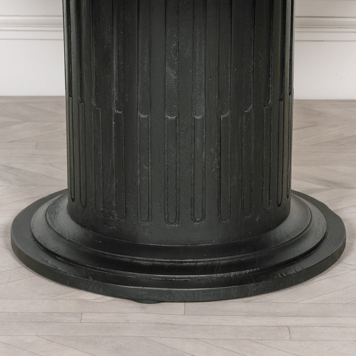 Langford Round Column Dining Table – Black & Rustic Mango