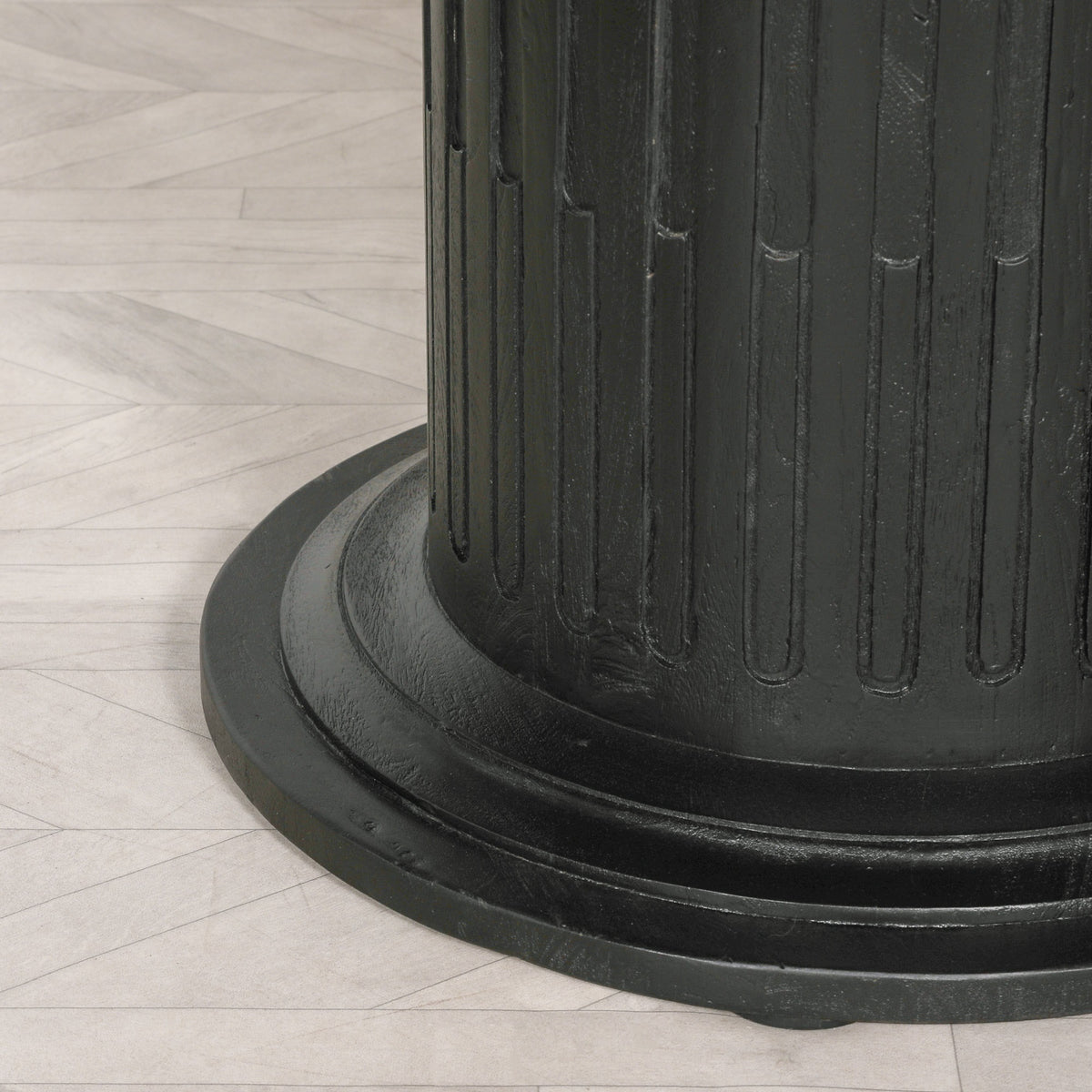 Langford Round Column Dining Table – Black & Rustic Mango