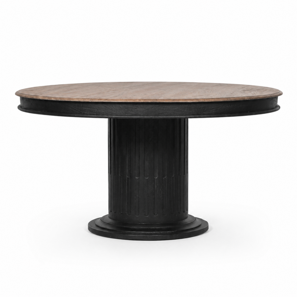 Langford Round Column Dining Table – Black & Rustic Mango