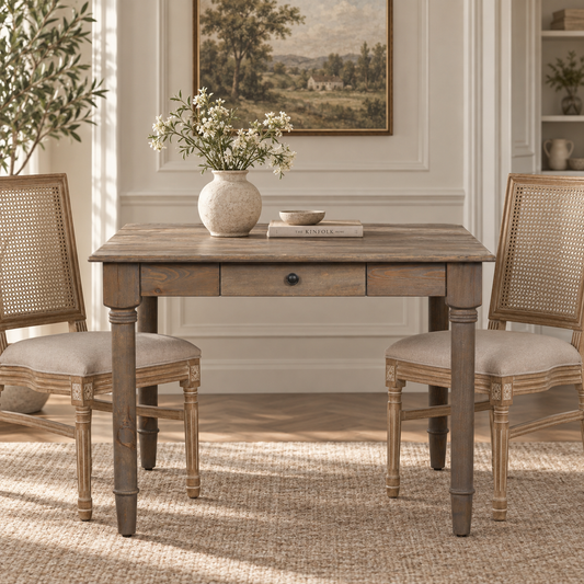 Rivington Rustic Pine Square Dining Table with Drawer – 110cm