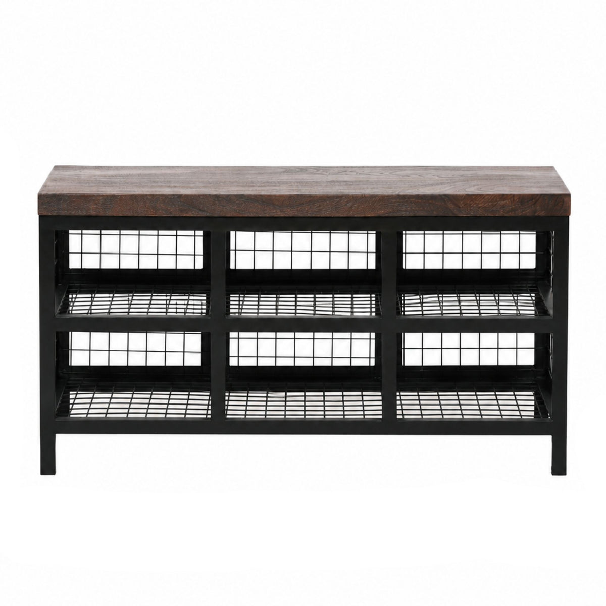 Harrow Shoe Storage Bench – Mango Wood & Black Iron