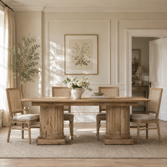 Kingsley Column Dining Table 220cm – Rustic Mango Wood