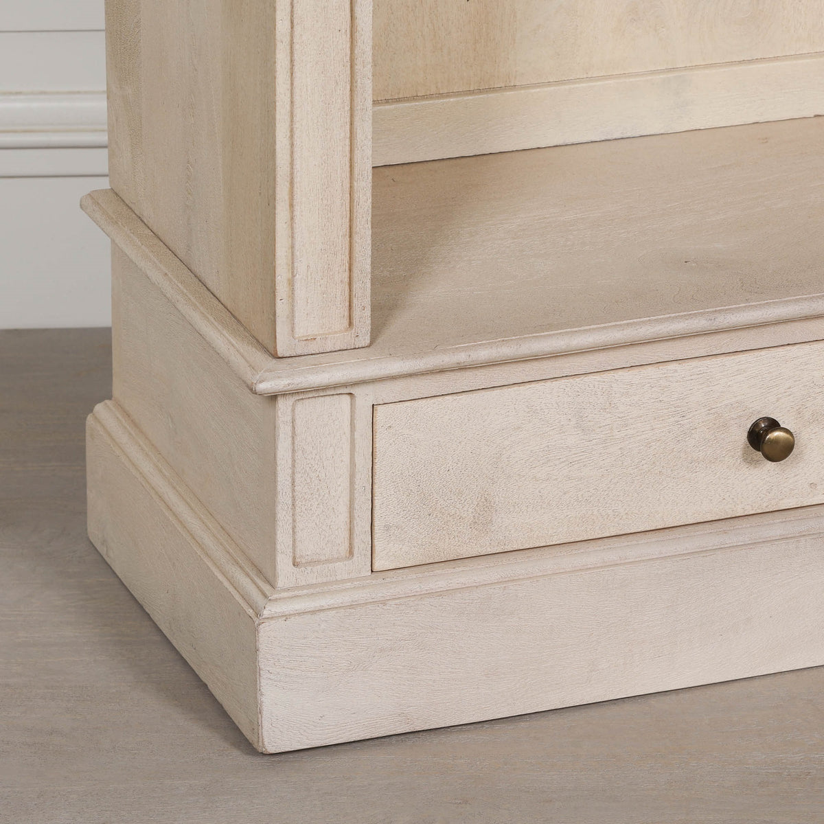 Bramley Open Bookcase with Drawers – Bleached Mango Wood