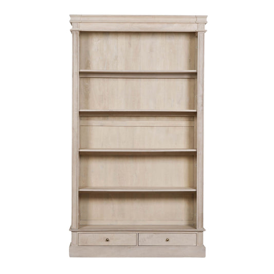 Bramley Open Bookcase with Drawers – Bleached Mango Wood