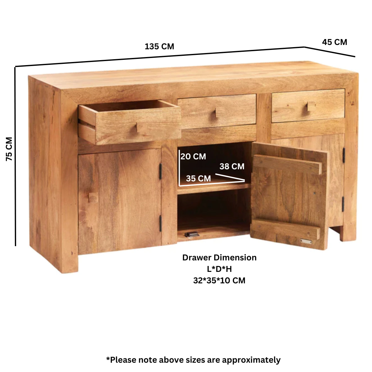 Amrai Large Sideboard – Light Mango