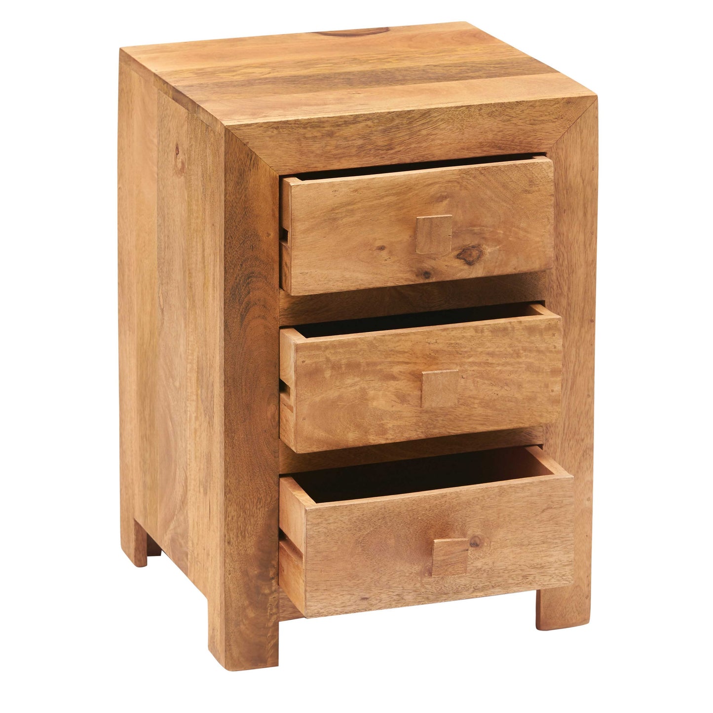 Amrai 3 Drawer Bedside Table – Light Mango