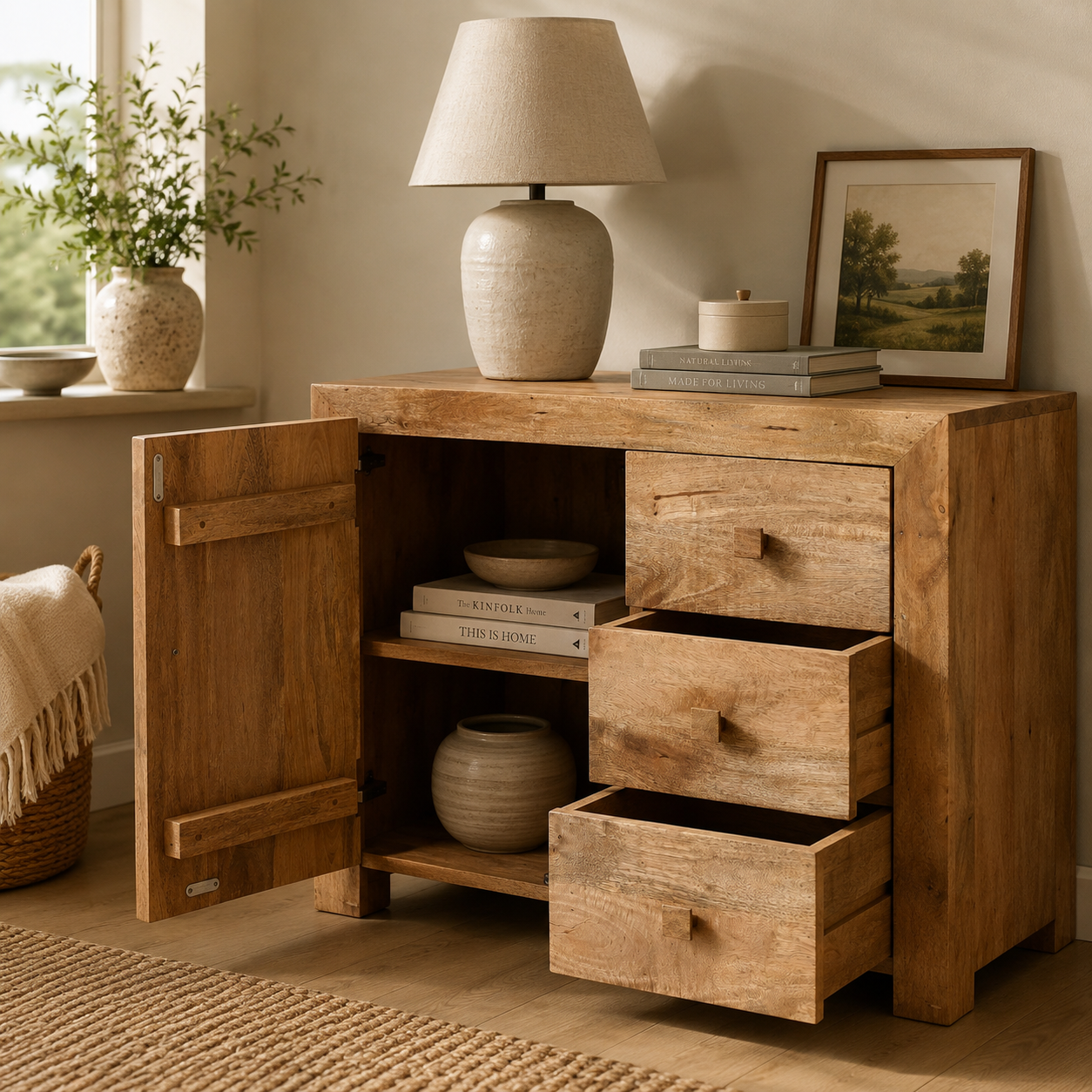 Amrai 3 Drawer Sideboard – Light Mango