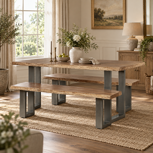 Thornmere Dining Table 1.5 M – Live Edge Acacia Wood