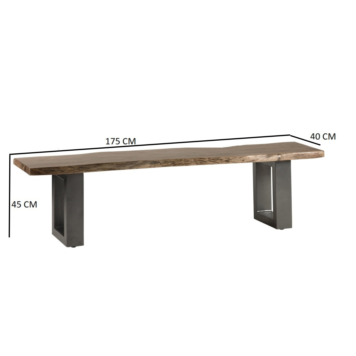 Thornmere Large Bench – Live Edge Acacia Wood
