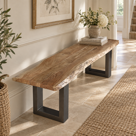 Thornmere Large Bench – Live Edge Acacia Wood