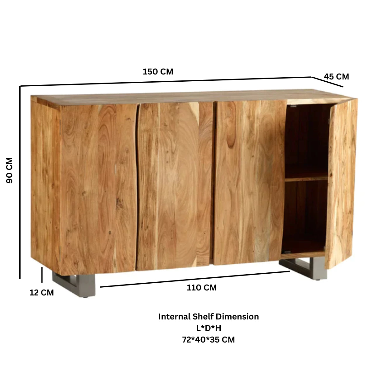 Thornmere Large Sideboard – Live Edge Acacia Wood