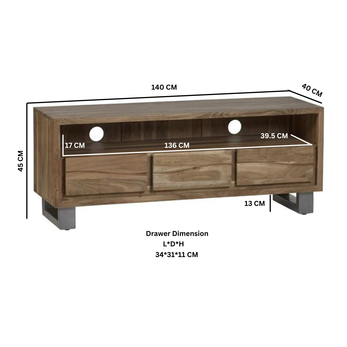 Thornmere Media Unit – Live Edge Acacia Wood
