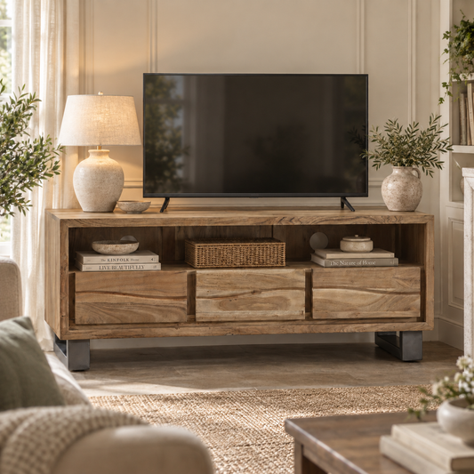 Thornmere Media Unit – Live Edge Acacia Wood