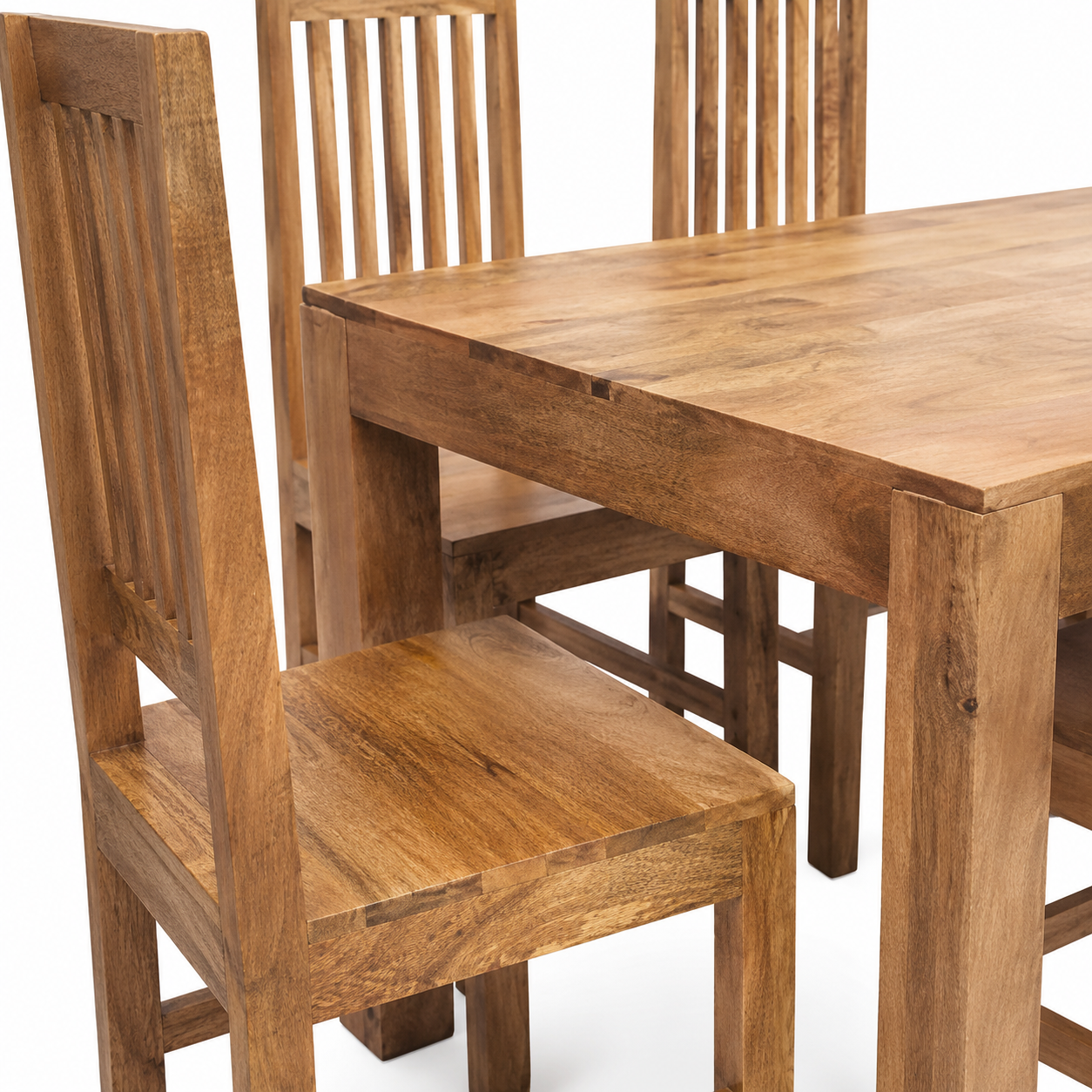 Amrai Dining Table and 6 Wooden Chairs – Light Mango