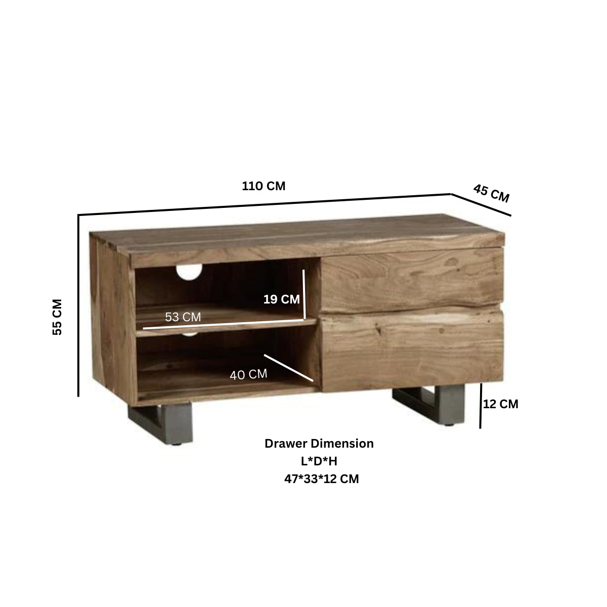 Thornmere Small TV Unit – Live Edge Acacia Wood