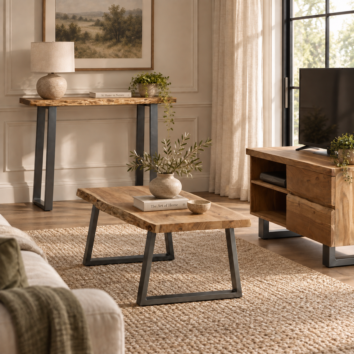 Thornmere Small TV Unit – Live Edge Acacia Wood